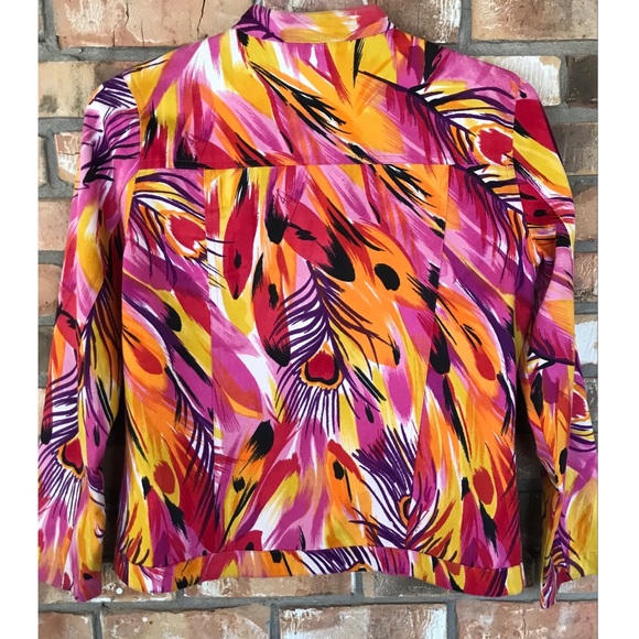 Life Style Multicolored Zip Up Blazer Jacket Size Medium - Picture 3 of 5